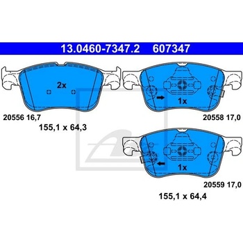 Sada brzdových platničiek, vždy 4 kusy v sade ATE 13.0460-7347.2 (13046073472)
