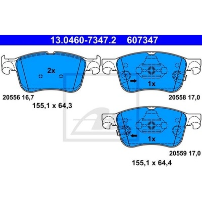 Sada brzdových platničiek, vždy 4 kusy v sade ATE 13.0460-7347.2 (13046073472)
