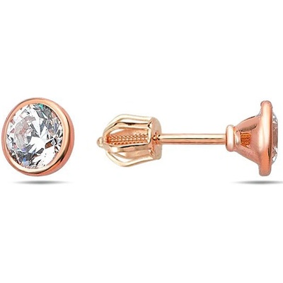 Lillian Vassago Zlatá skrutková náušnica so zirkónom 4,5 mm LLV98-GER158ŠM/01 Ružová