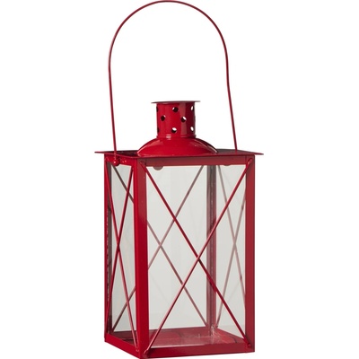 Ib Laursen Lucerna Large Square Red, červená barva, sklo, kov