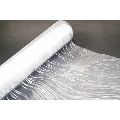 Organza neobšitá - biela, strieborná - šírka 39 cm
