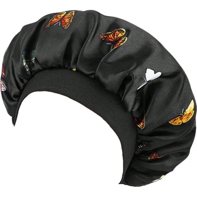 Satin Hair Bonnet - Saténová detská čiapka pre kučeravé vlasy s jemným lemom čierna