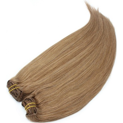 Clip in maxi set 43cm pravé ľudské vlasy - REMY 140g - svetlo hnedá