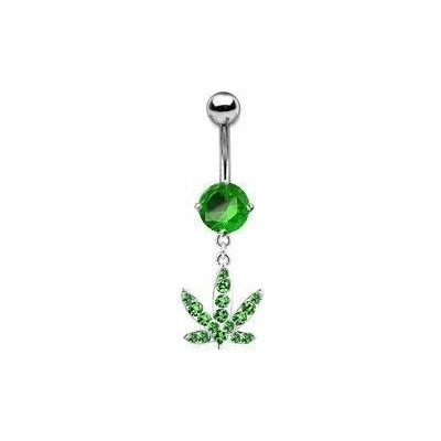 S4U Piercing do pupíku list marihuany (zelená) WP01130-G