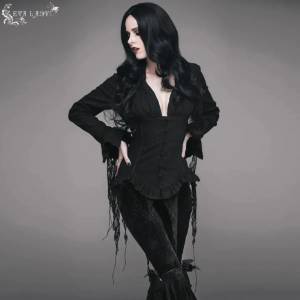 Devil fashion дамска блуза DEVIL FASHION - Ishtar топ с къс ръкав и дантела- ESHT001