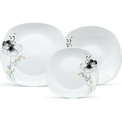 HOME ELEMENTS Porcelánová súprava tanierov Čierny mak 18 ks
