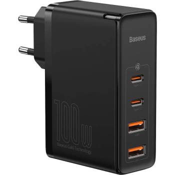 Baseus GaN 2 Pro Charger 100W (CCGAN2P-L01) - захранване за ел. мрежа за лаптопи, смартфони и таблети с 2xUSB и 2xUSB-C изходи с технология за бързо зареждане и USB-C каб