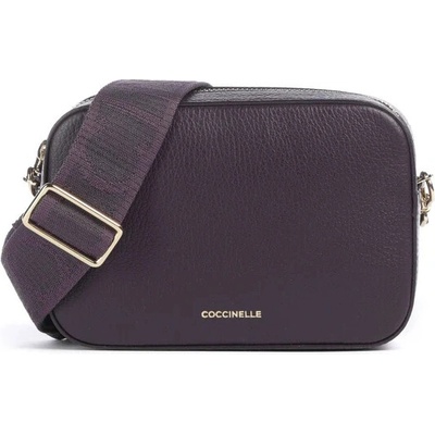 Coccinelle kožená crossbody kabelka malá tmavě fialová