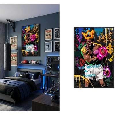 Pop art svietiaci LED obraz na stenu BOXER v modernom graffiti dizajne – 83 × 123 cm
