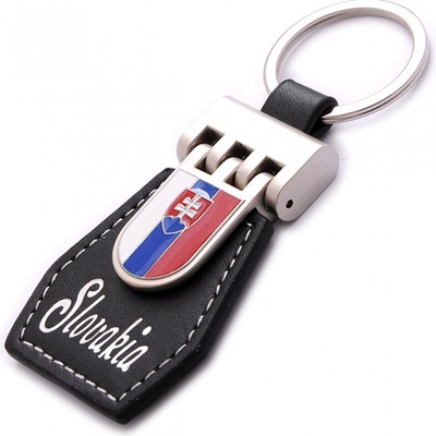 Prívesok na kľúče kožená s vlajkou Slovakia čierna