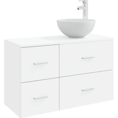 vidaXL Комплект мебели за баня 2 pcs Бяло Инженерна дървесина (3403944)