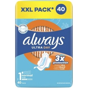 Always Дамски превръзки с крилца Always Ultra - Normal, 40 броя
