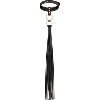 Rosy Gold Collar with Flogger Black