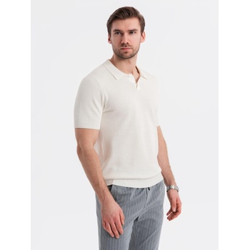 Ombre Clothing Мъжка памучна поло тениска от структуриран трикотаж - бяла Ombre Clothing | Zlaten | МЪЖЕ | L