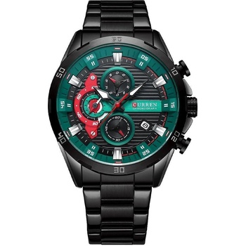 Curren Мъжки часовник Curren Aarox, Хронограф, Неръждаема стомана, Черен / Зелен (CURREN-8402-BLACK-GREEN)