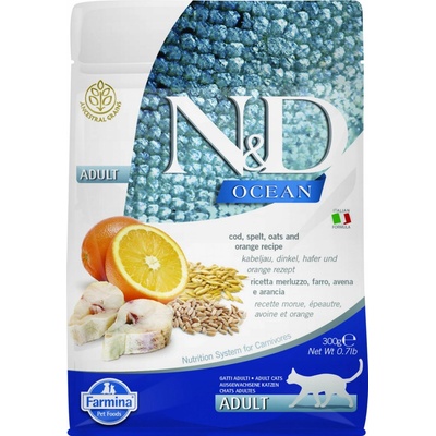 N&D OCEAN CAT LG Adult Codfish & Orange 300 g
