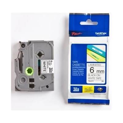 Brother TZ-211 / TZe-211, 6mm x 8m, черен печат / бял фон, оригинална лента (TZE211)