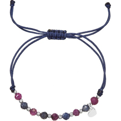 Pavona Textilní náramek fialový s korálky ruby a natural sapphire 13059.3