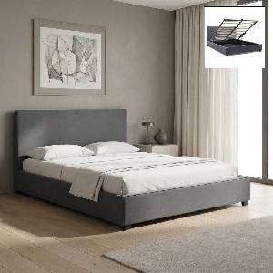 TopMebel Тапицирано легло Verona TopMebel с място за съхранение в антрацит 160x200cm