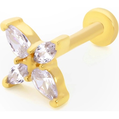 Lillian Vassago Zlatý piercing labreta se zářivými zirkony LLV92-GPI027LB