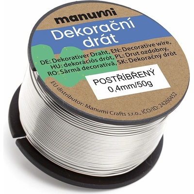 Hobby dráty Postříbřený drát 0,4/50g