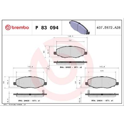 Sada brzdových destiček BREMBO P83094