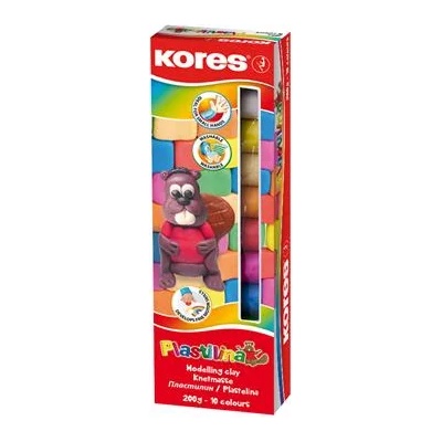 Kores Пластелин, 200 г, 10 цвята, KORES "Plastilina" 34010 (34010)