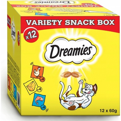 Dreamies Mixbox s kuracím, syrom a lososom 12 x 60 g
