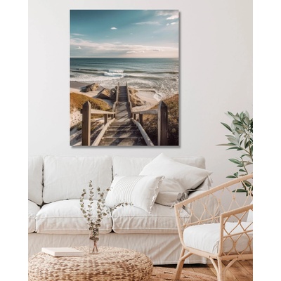 ZUTY Obrazy na stenu - Drevené schody na pláž Rámovanie: vypnuté plátno na rám, Rozmer: 40x50 cm