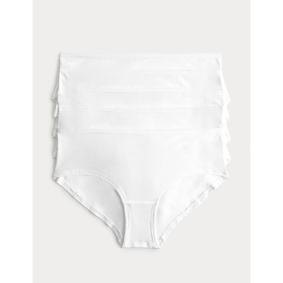 Marks & Spencer Нискорязани шорткови бикини от памук и lycra®, 5 бр. в опаковка Marks & Spencer бяла Marks & Spencer | Byal | ЖЕНИ | 6