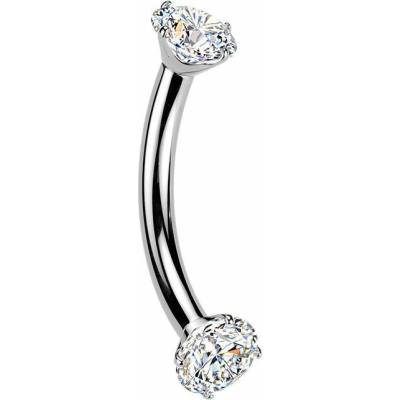 MARRE Luxusní piercing do obočí s Moissanity 2 x 0.11 ct, TITAN (1,2 x 8 mm) TM039
