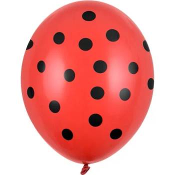 Image 1 of PartyDeco Латексов балон - червен на черни точки