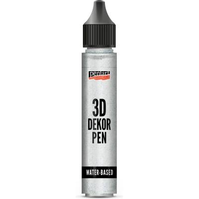 3D dekoračné trblietavé pero PENTART 30 ml strieborná