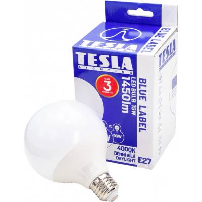 Tesla LED žárovka GLOBE E27, 15W, 230V, 1450lm, 25 000 hod, 4000K denní bílá, 270°