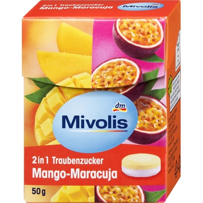 Mivolis hroznový cukr 2 v 1 s příchutí manga a maracuji 50 g