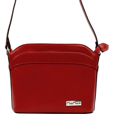 Mia More Červená malá kožená crossbody kabelka no. 009