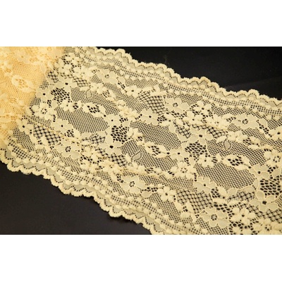 Elastická krajka, vsadka - žltá - šírka 17 cm