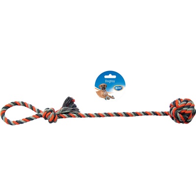 Duvo Plus Tug Toy Knotted Cotton Dummy Ball - Кучешка играчка - въже за дърпане и дъвчене с памучна топка , 50 см
