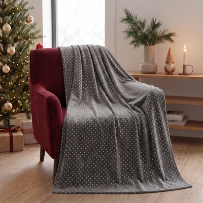 BBK vánoční deka z mikrovlákna Sparkle II. šedá 150x200