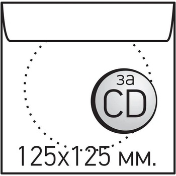 Top Office Плик за CD/DVD, 125 x 125 mm, хартиен, с прозорец (1560100022)