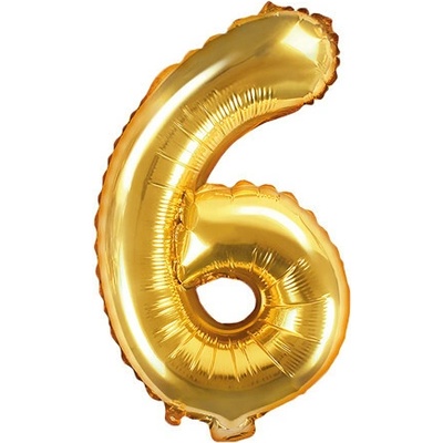 PARTYDECO Foliová číslice 6 zlatá 35cm