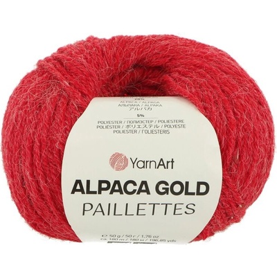 YarnArt Alpaca Gold Paillettes 9307 červená