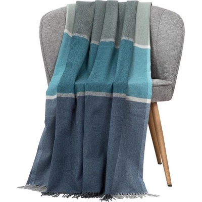 SCANquilt vlněný pléd DELI WOOL kostka tyrkysová střední 130x200