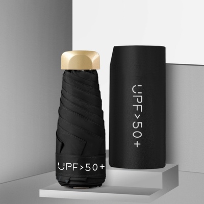 Skladací cestovný mini dáždnik UPF 50 čierny