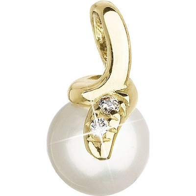 Pavona Zlatý přívěsek žluté zlato s bílou říční perlou a zirkony 94PZ00009
