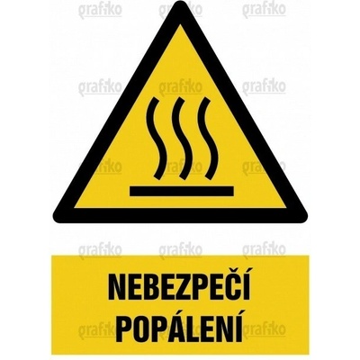 Grafiko | Nebezpečí popálení - Text obrázku Nebezpečí popálení, Materiál Hliník, Rozměr 297x210mm