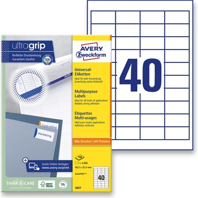 Avery Zweckform 3657 univerzální etikety 48,5 x 25,4 mm 4000 etiket bílé