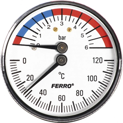 Novaservis Termomanometr 63mm 1/2" AXIÁLNÍ 0-6bar 120°C TM63A – Zbozi.Blesk.cz