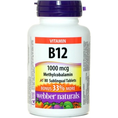 Webber Naturals Vitamín B12 1000 mcg Methylcobalamin 80 tabliet