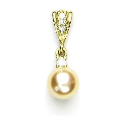 Čištín Zlatý přívěsek, přírodní říční perla lososová, žluté zlato P 1207/2